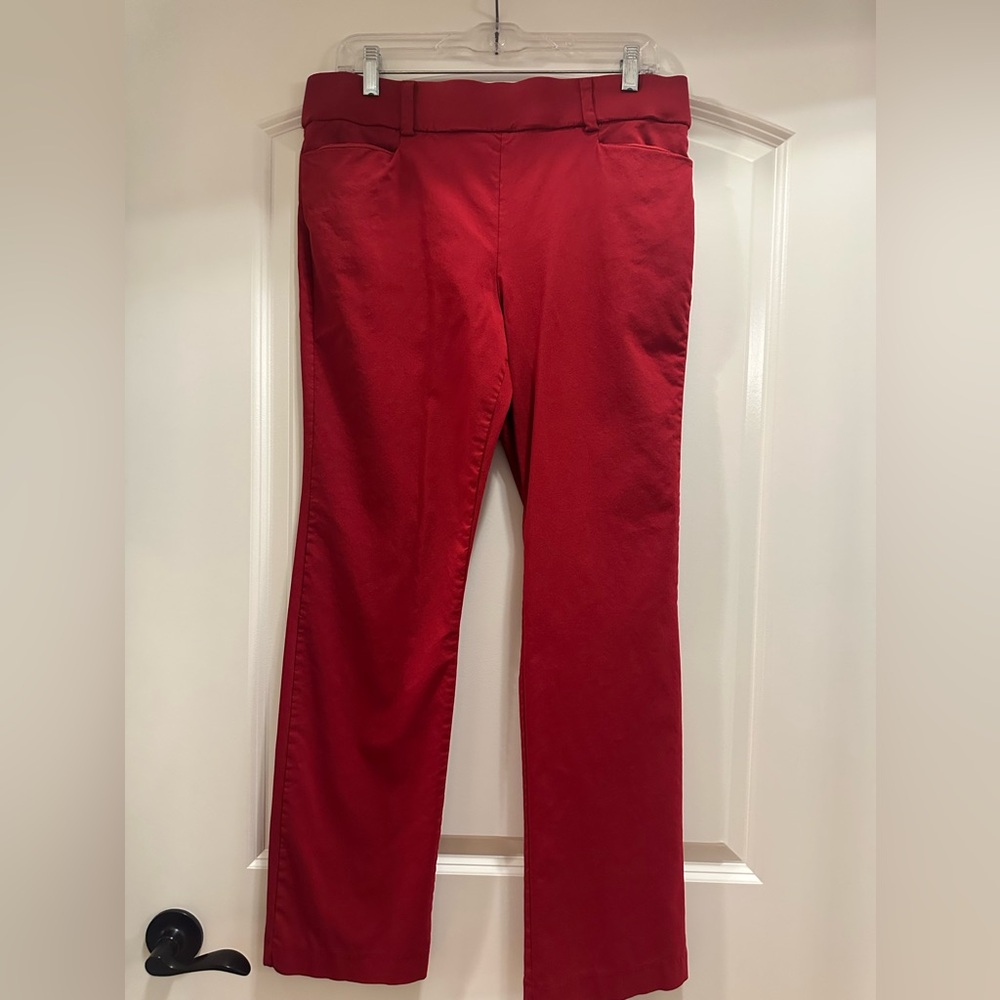 Maurices Bengaline Boot Cut Vibrant Red Pants with Front Pockets.
